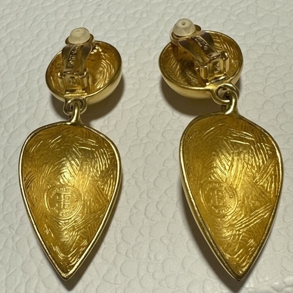 Vintage Givenchy Brushed Gold Earrings - Picture 3 of 11